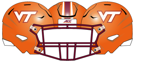 Virginia Tech 2016 Orange Stripes Helmet